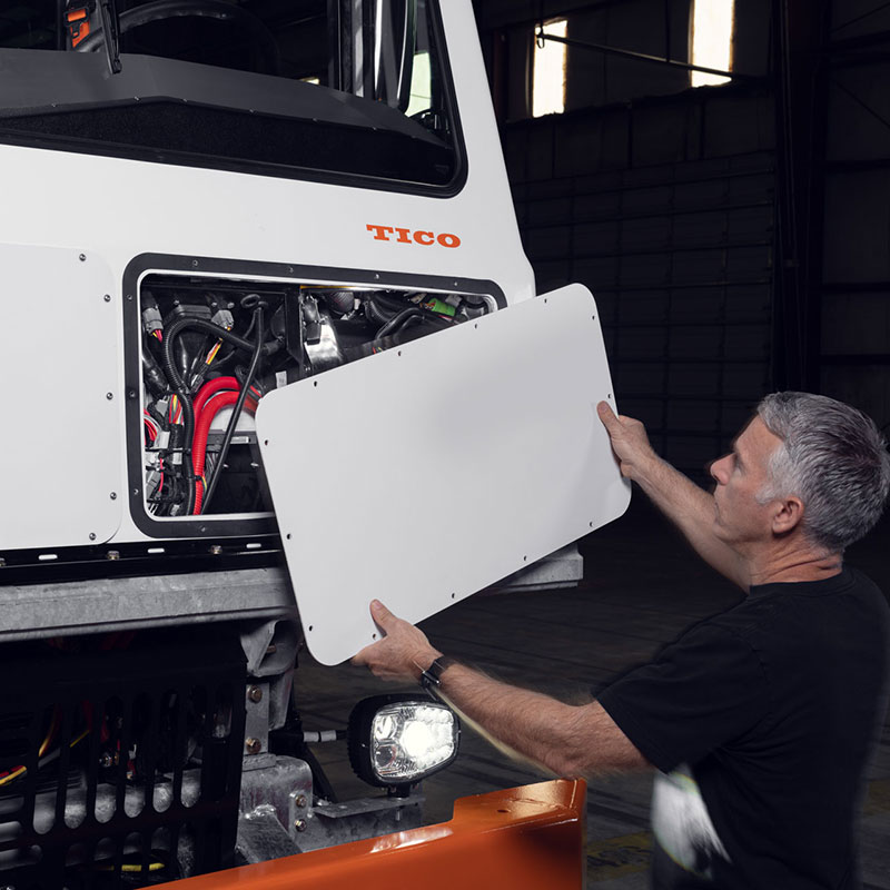 Front Of Cab Access Panels And Ground-Level Fluid Checks